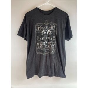 Country Music T-Shirt Men's Size L Heather Gray Silver Nashville Hall of Fame